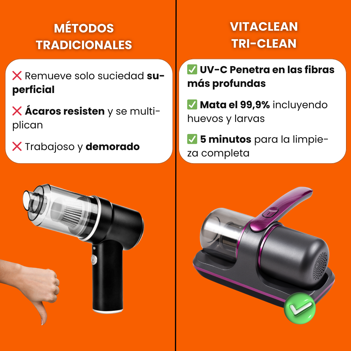 VitaClean - Aspiradora Portátil UV Inalambrico | Poder de Succión y Esterilización Total