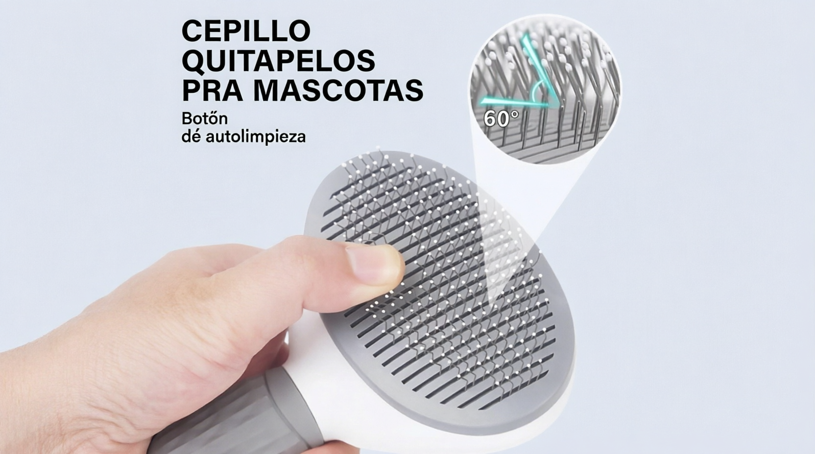 Cepillo autolimpiante retirando el pelo